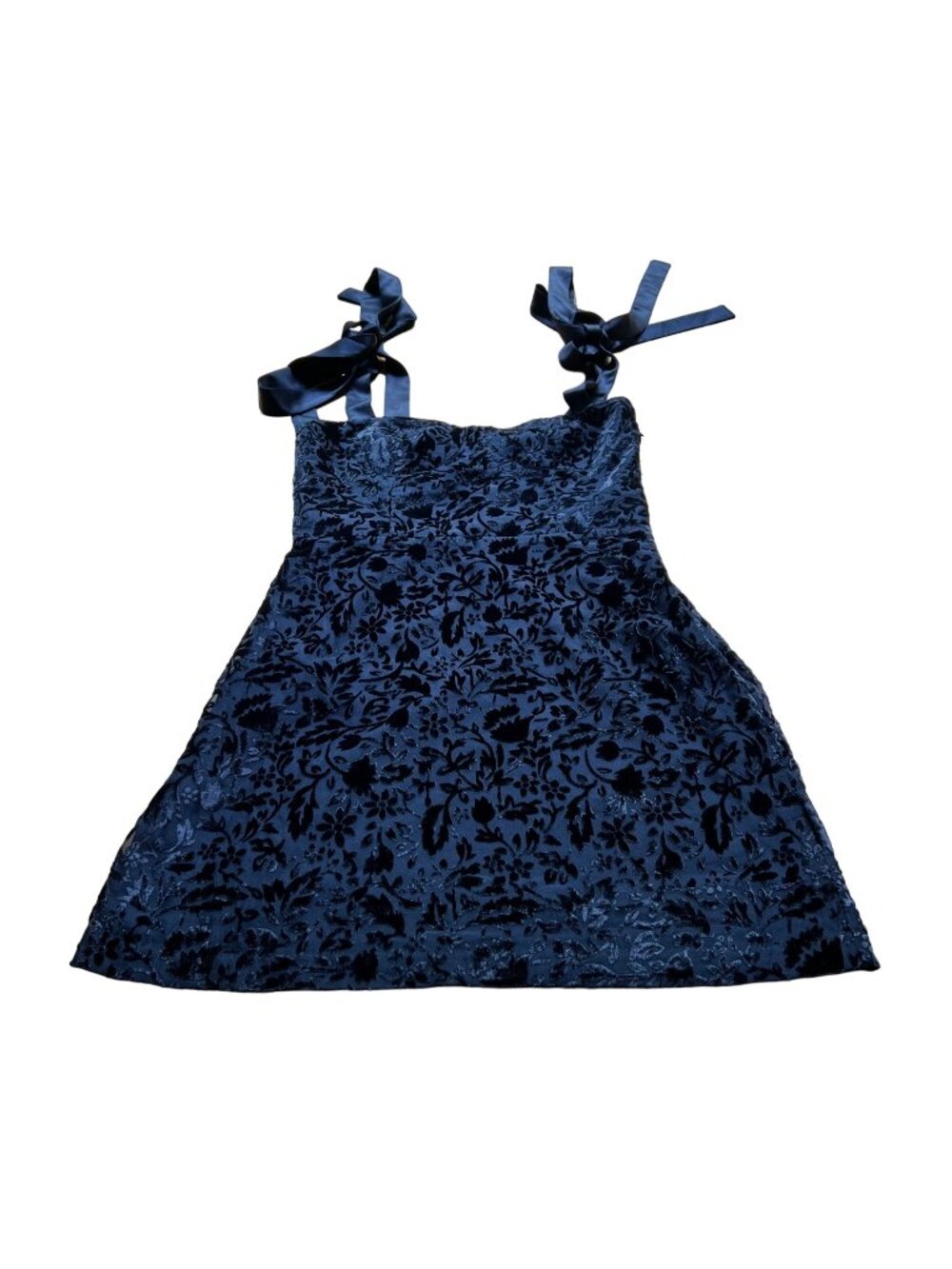 House Of Harlow Size S NEW Navy Blue Burnt Velvet Floral Sleeveless Mini Dress